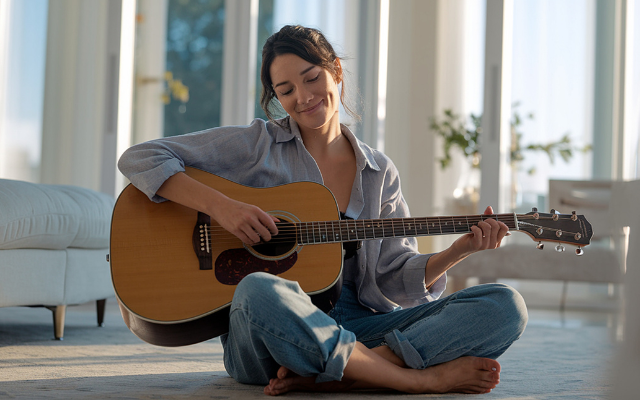 Woman playing guitar